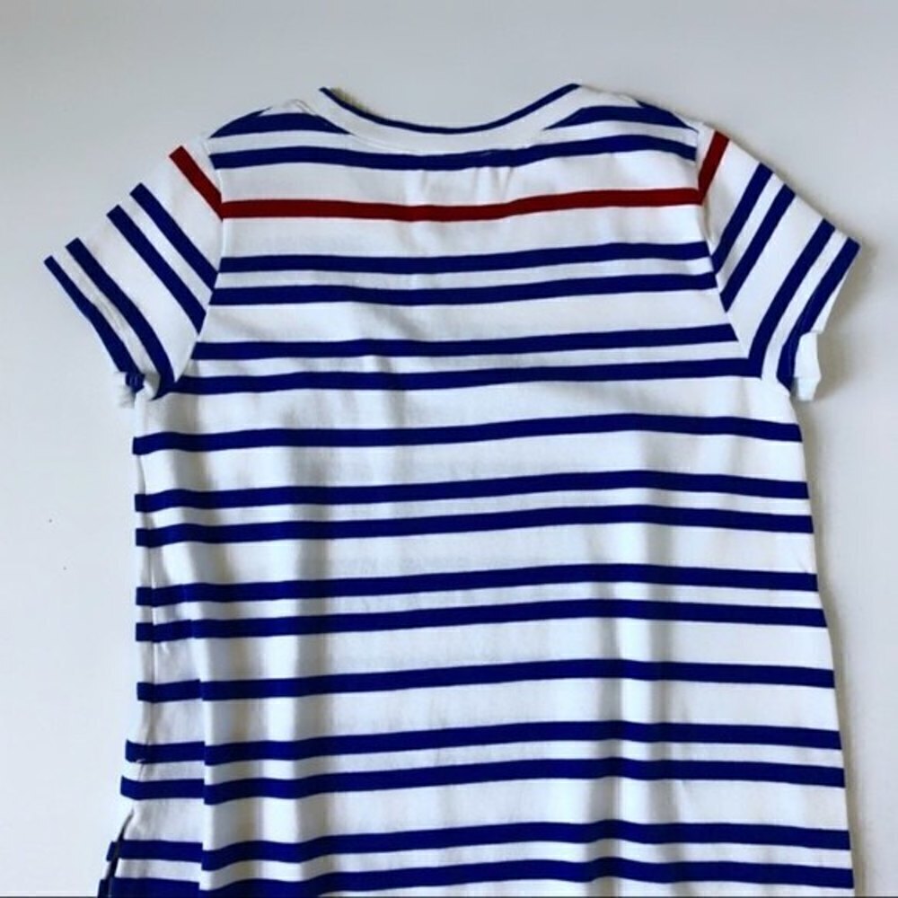 WHITE & Warren Striped Red White & Blue Cotton Popover Shirt Dress Relaxed M - Picture 10 of 11